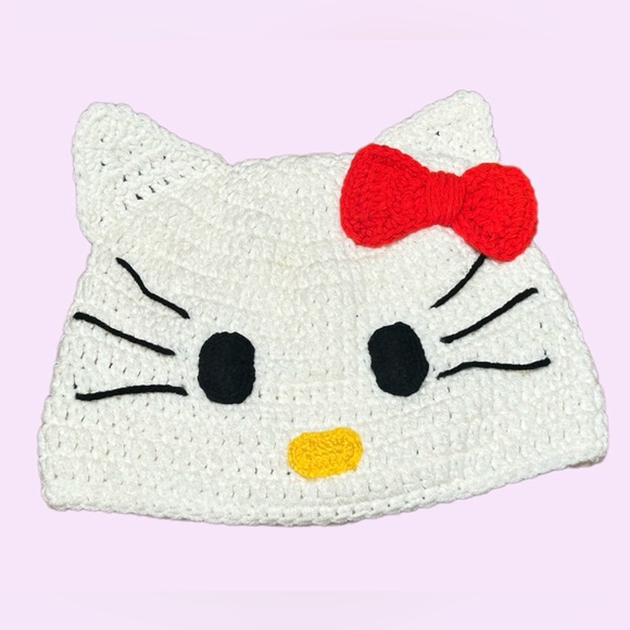 Hand Crafted Adorable Kittie Crochet Beanie by GrandmaMia - Picture 1 of 3